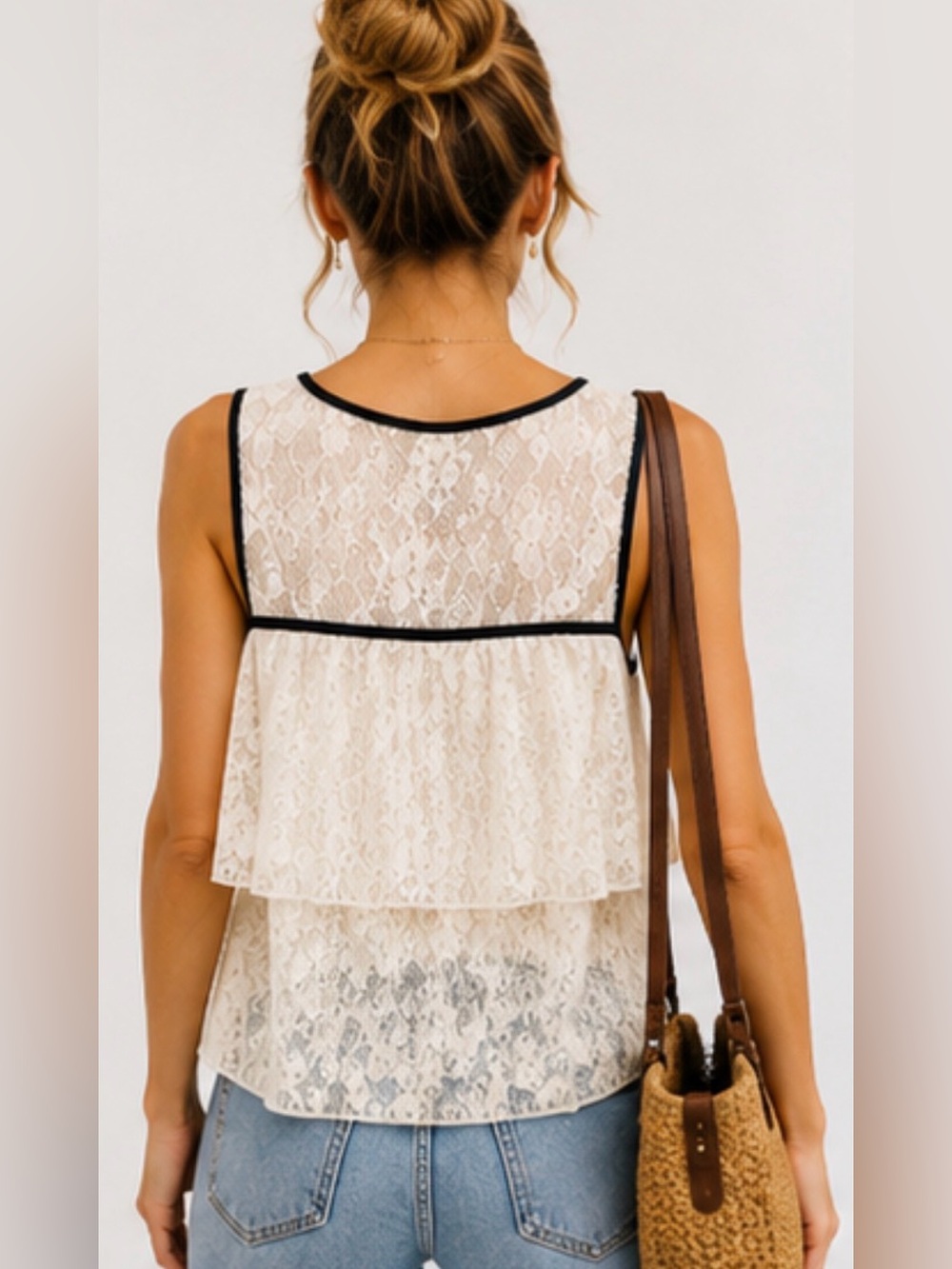Eddie & Maddie Ivory Lace Ruffle Tank Top | NWOT - Picture 7 of 16
